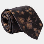 Handmade Italian Silk Tie - Black Floral