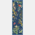 Blue Floral Silk Satin Long Scarf