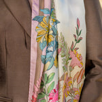 Italian Pink Floral Long Silk Scarf