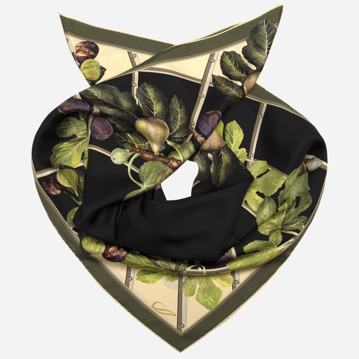 Women's Italian Silk Square Scarf - Black
