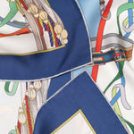 Designer Italian Silk Square Scarf - Blue