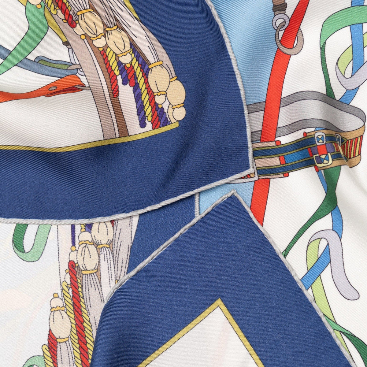 Designer Italian Silk Square Scarf - Blue