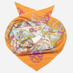 Designer Italian Silk Square Scarf - Orange