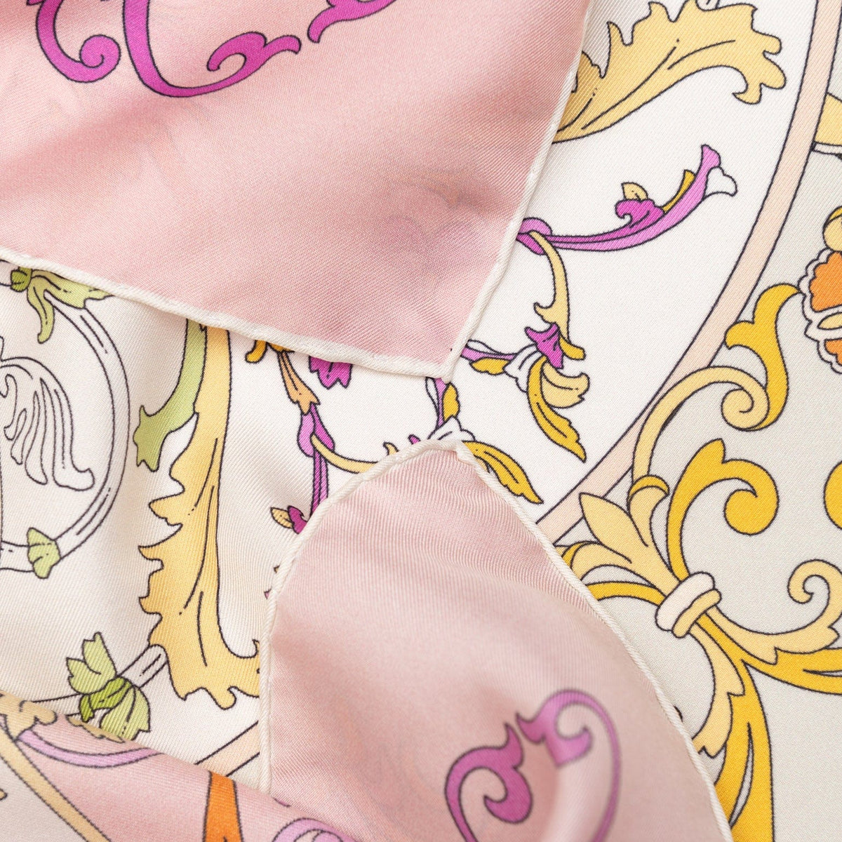 Designer Italian Silk Square Scarf - Pink