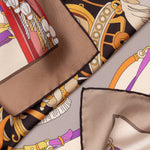 Designer Italian Silk Square Scarf - Tan