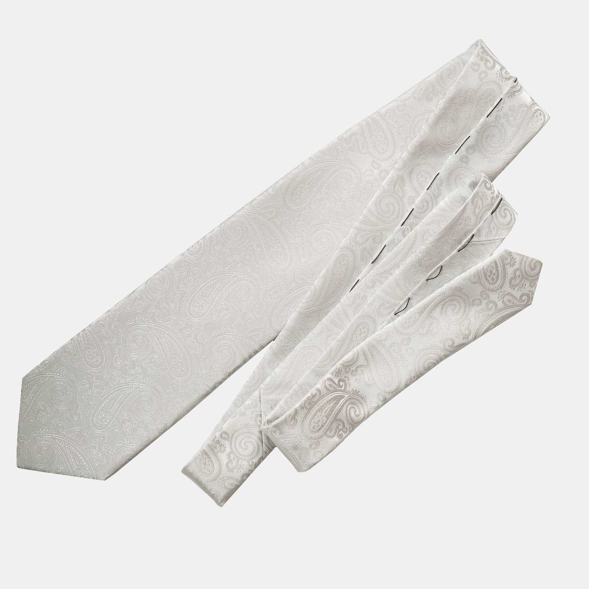 Silver Pearl Silk Paisley Formal Tie - Made in Italy