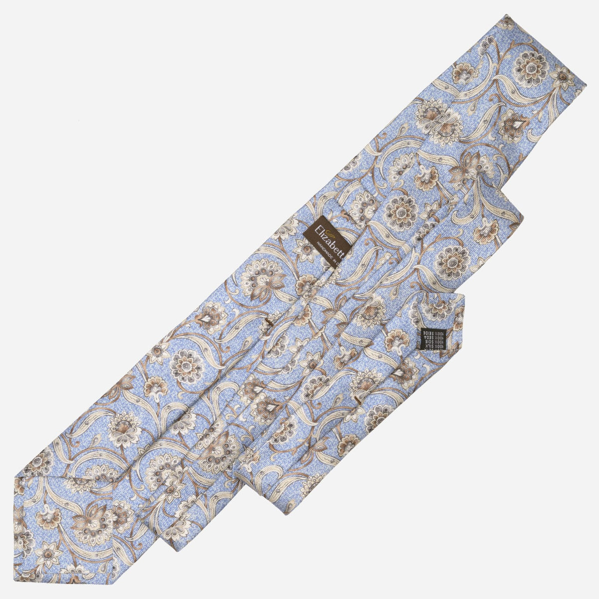 Handmade Italian Blue Floral Silk Tie