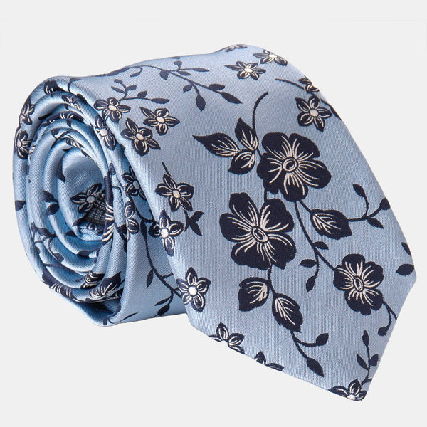 Solid Sky Blue Twill Woven Silk Tie