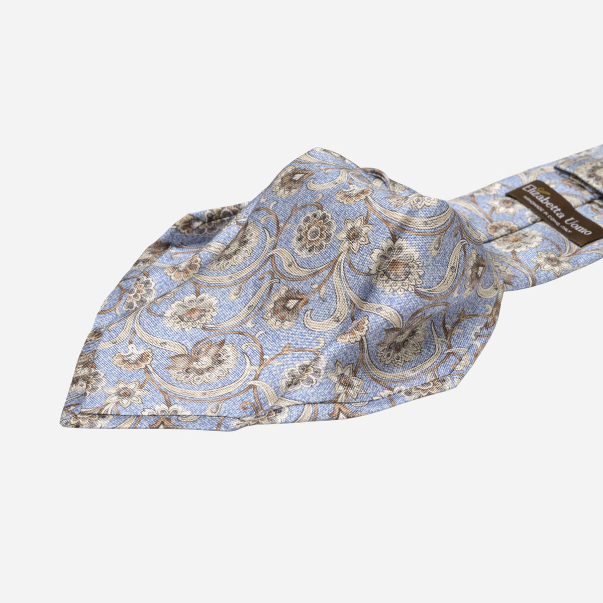 Handmade Italian Blue Floral Silk Tie