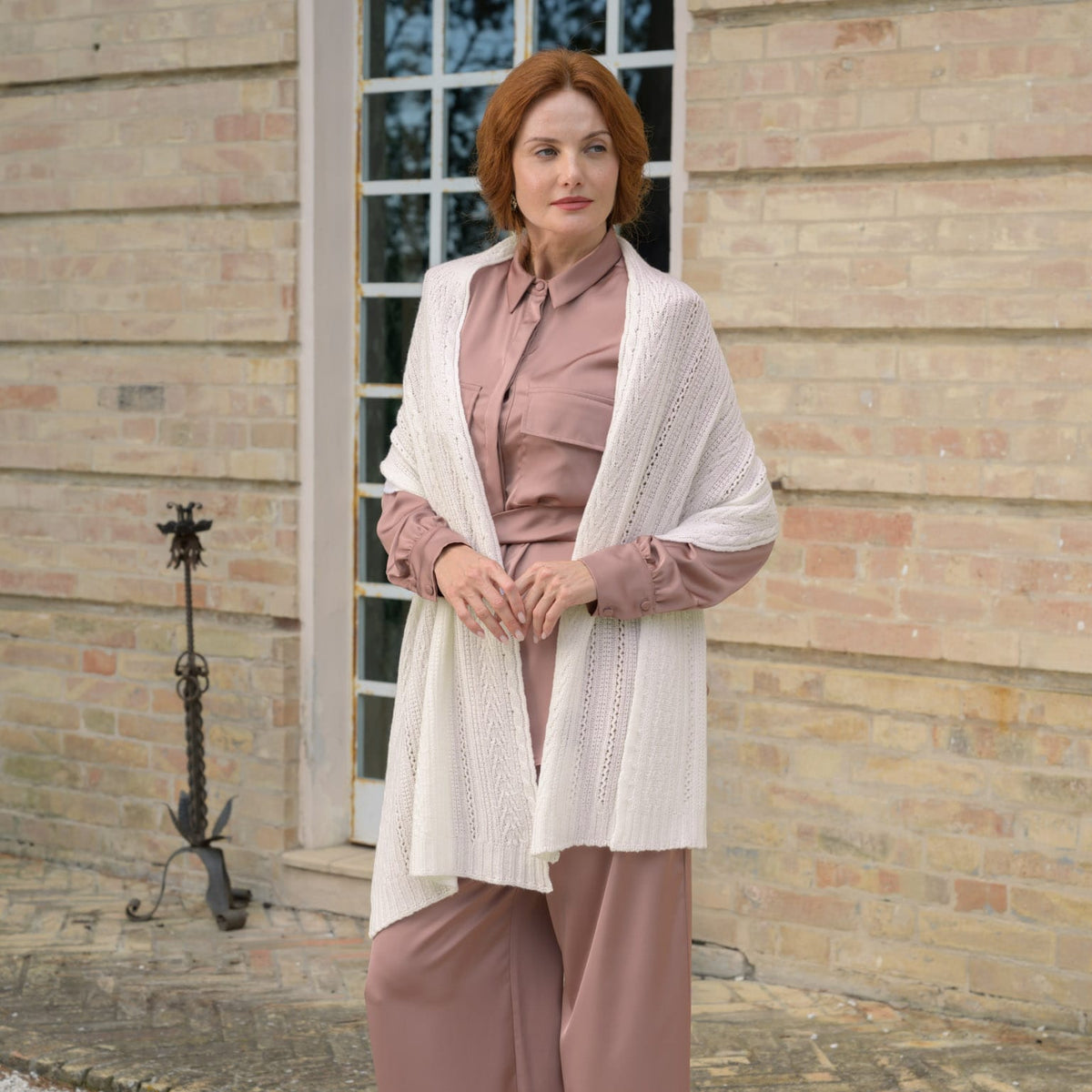 White Italian Pure Cashmere Scarf