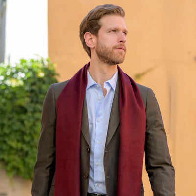 Burgundy Felted Italian Cashmere Scarf