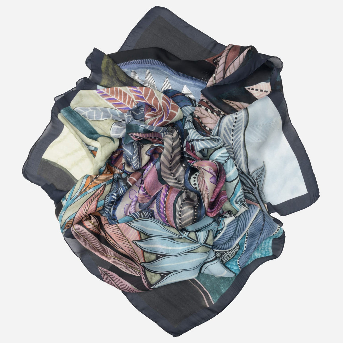 Designer Large Silk Wrap - Blue & Plum