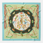 Designer Italian Silk Square Scarf - Green
