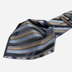Italian Blue and Grey Stripes Silk Tie