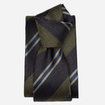 Italian Woven Stripes Navy and Green Tie