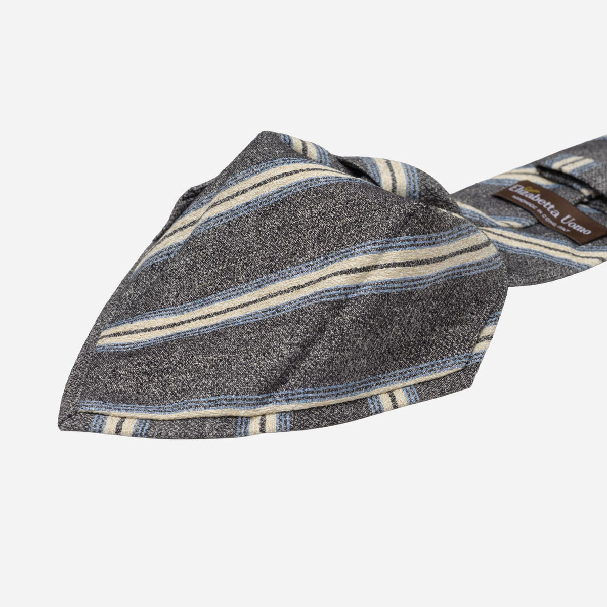 Dark Grey Striped Italian Designer Silk Tie