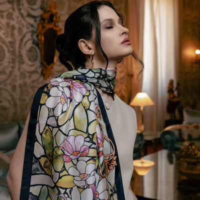 Luxury Tiffany glass pattern silk scarf