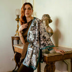 Womens Long Silk Scarf Petrol Blue