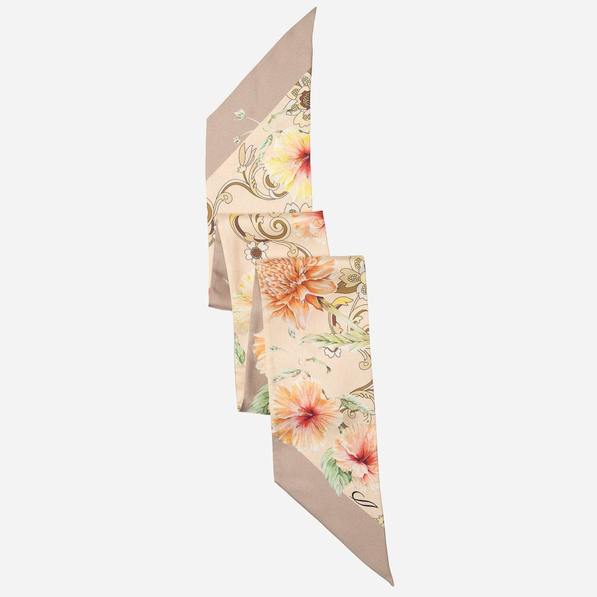 Vanilla Floral Italian Skinny Silk Scarf