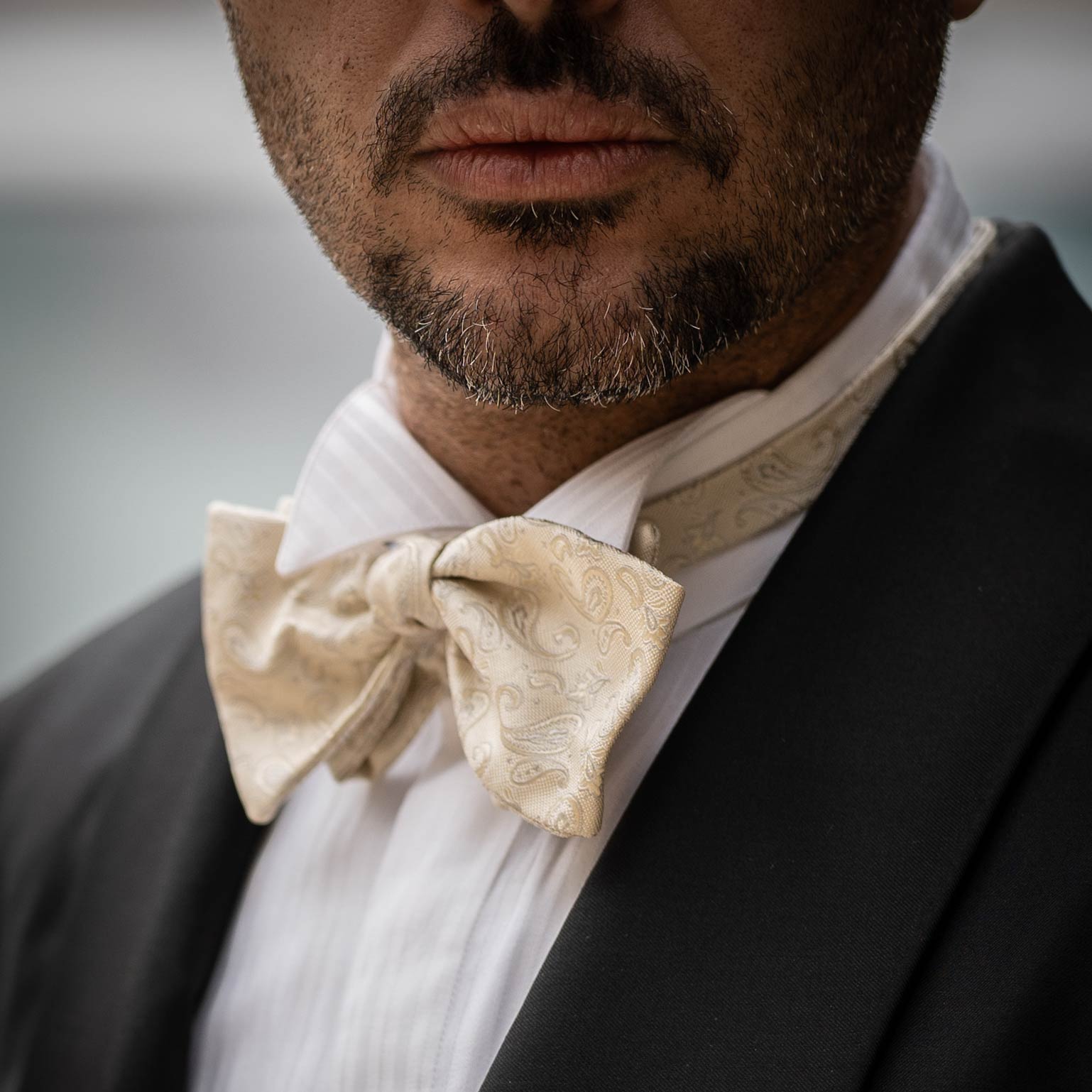 ivory silk bow tie