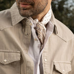 white and tan silk polka dot Italian silk large bandana scarf