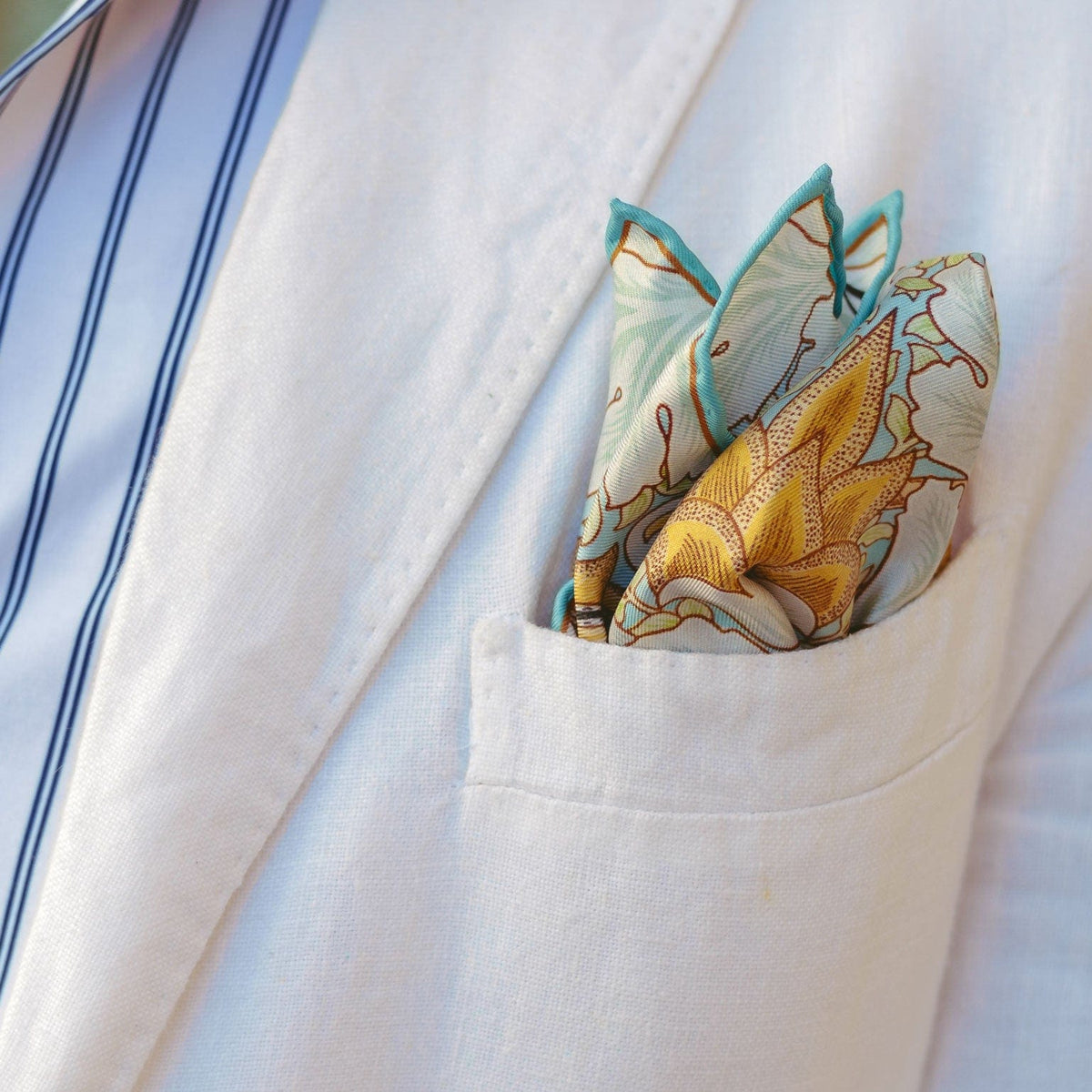 William Morris design Italian silk pocket square