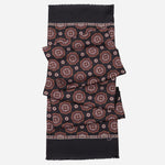 Black and Burgundy Italian Silk Wool Scarf