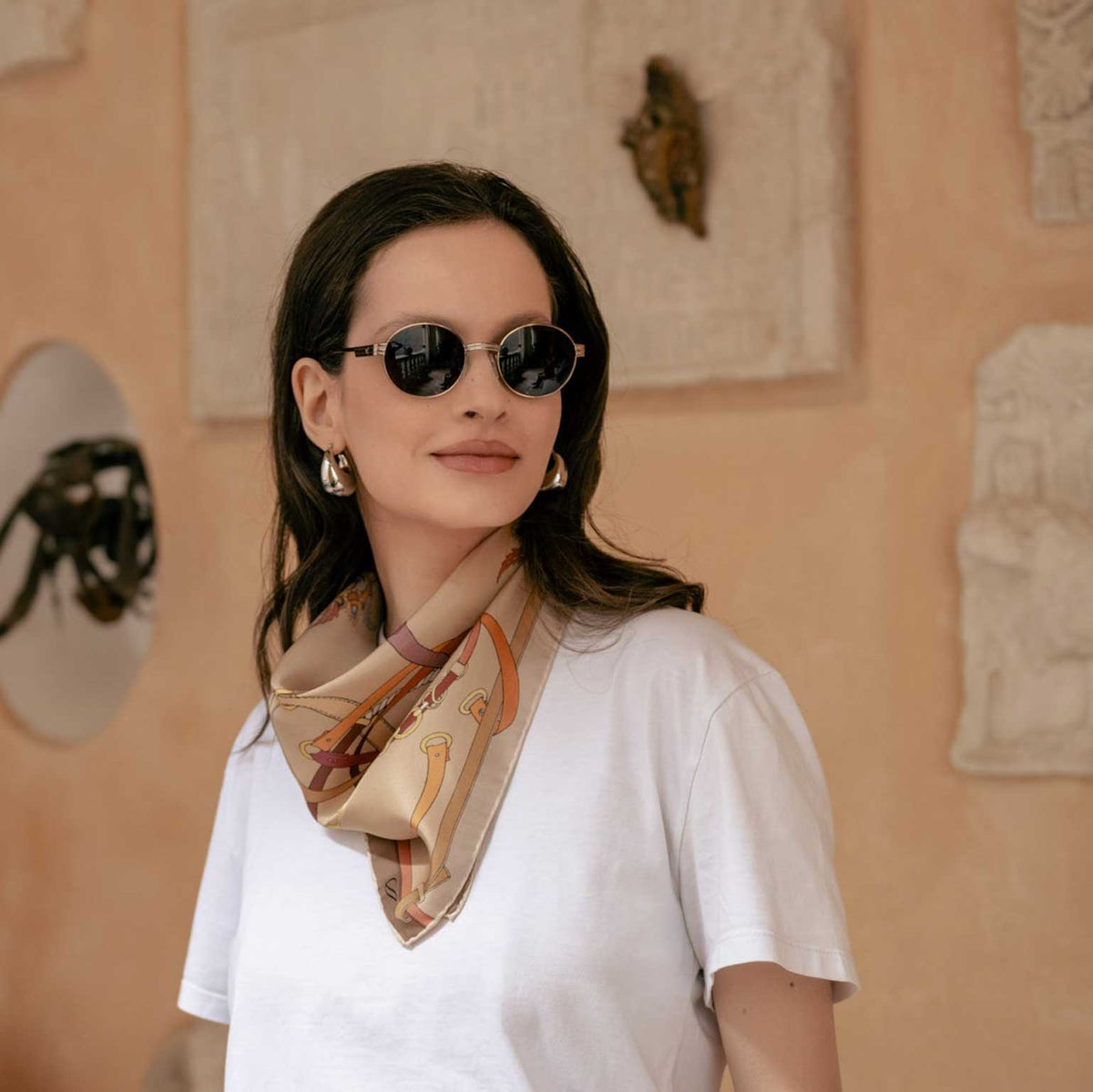 Luxury Italian silk small square scarf banda