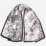 Women's Black Italian Long Silk Scarf