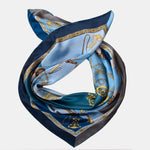 Italian Silk Satin Equestrian Scarf - Blue