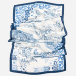 Women's Blue Italian Long Silk Scarf