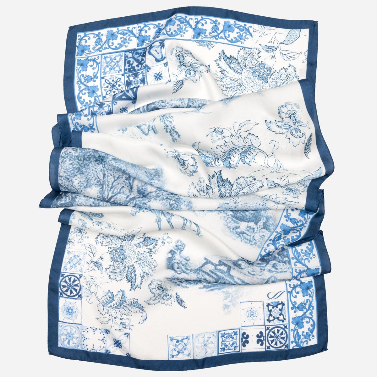Women's Blue Italian Long Silk Scarf