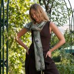 Women's sheer silk long fashion scarf with botanical print