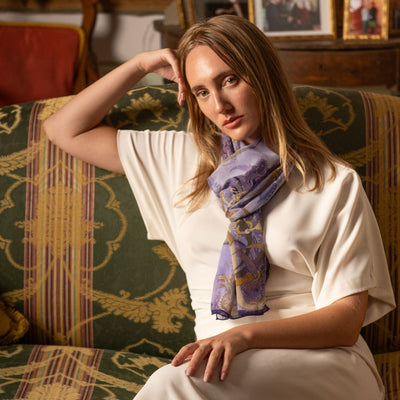Women's Como silk purple equestrian scarf