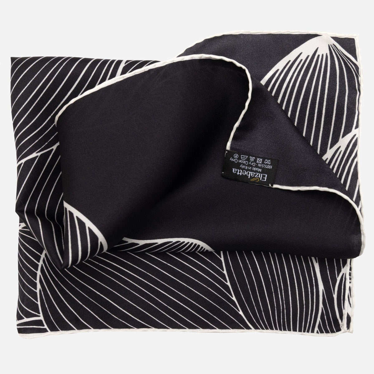 Black Floral Italian Silk Bandana