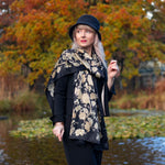 silksatindressshawl 1538 × 1538px Italian Silk Satin Evening shawl - Black & Gold