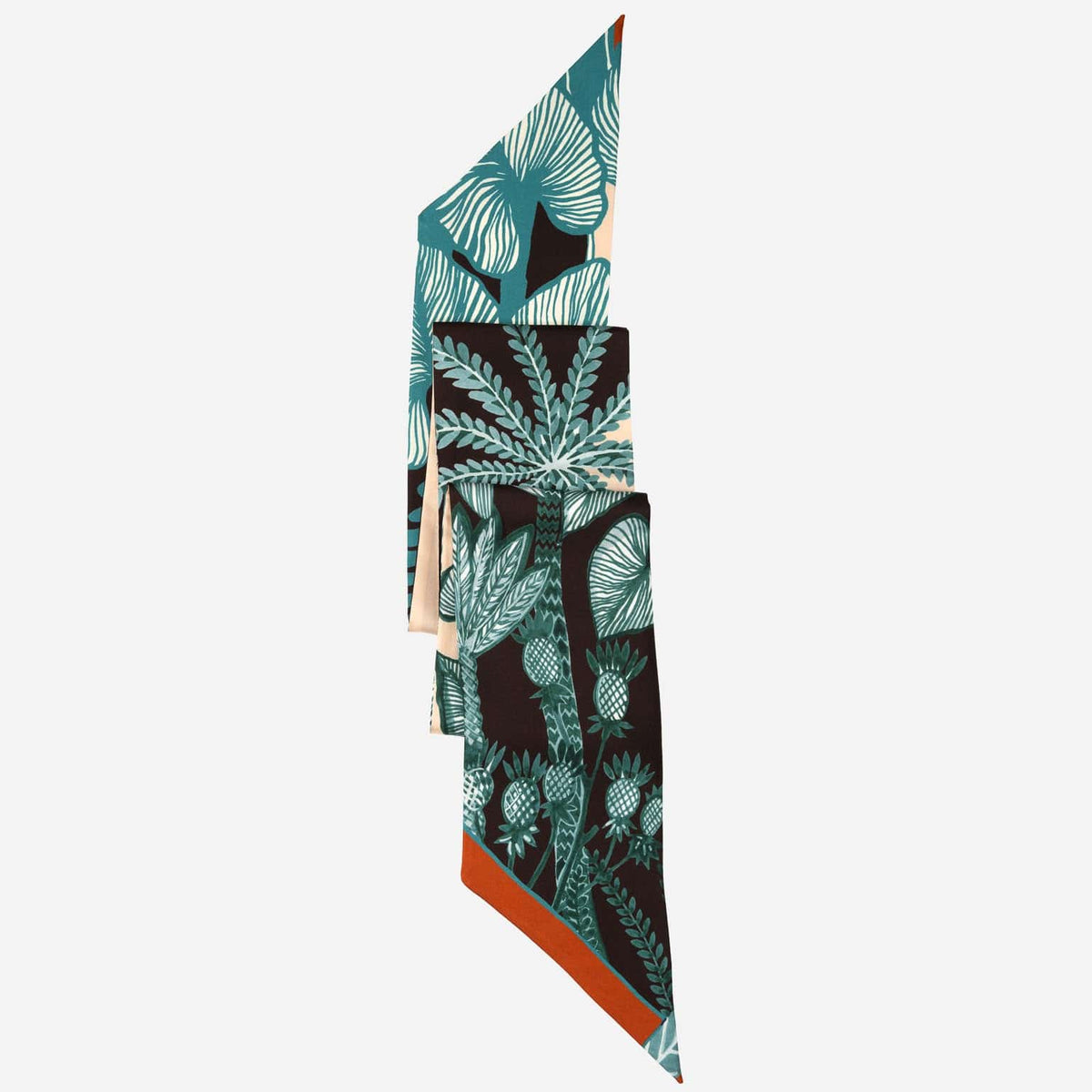 Italian Designer Green Skinny Silk Scarf