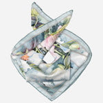Women's Silk Bandana Floral Misty Blue