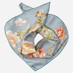 Women's Silk Bandana Floral Powder Blue