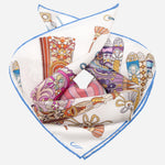 Silk Bandana Scarf with Folding Fan