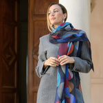 Italian Designer Blue Wool Scarf