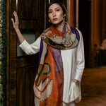Rust and Purple Italian Wool Scarf