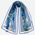 Women's Blue Italian Long Silk Scarf