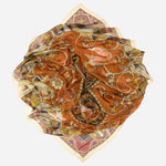 Orange Floral Silk Large Shawl Wrap