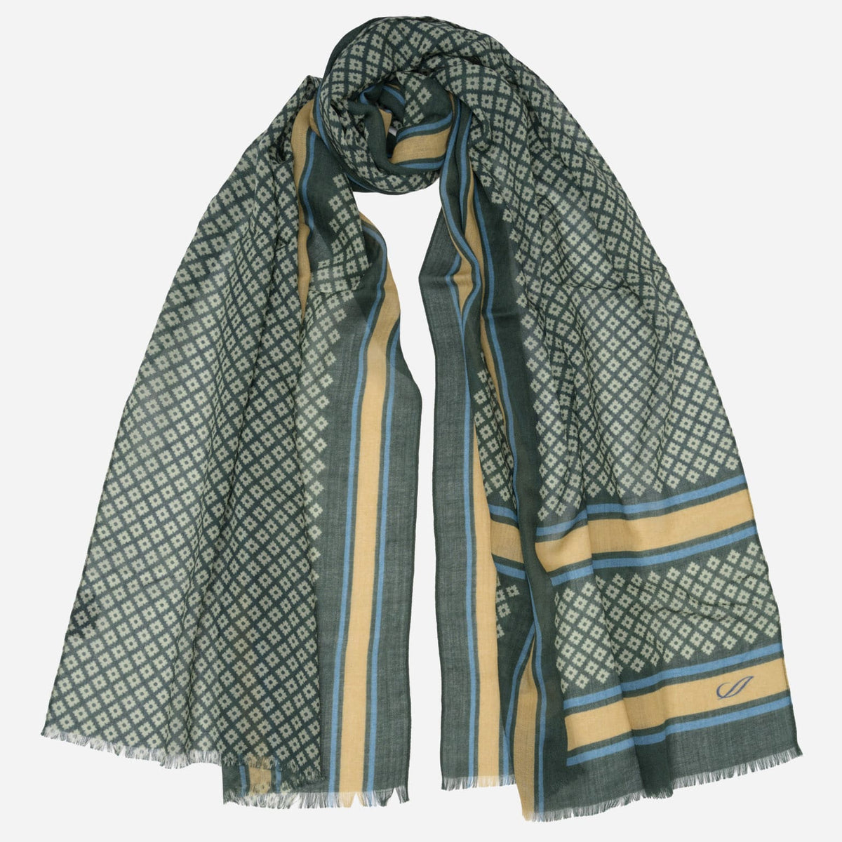 Green Italian Designer Wool Scarf