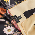 Black Botanical Print Silk Scarf