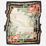 Italian Black Floral Long Silk Scarf