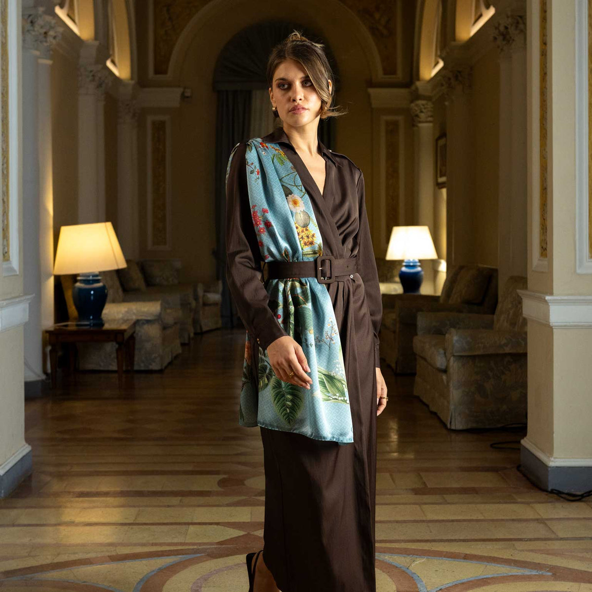 Women's luxury designer Italian silk scarf