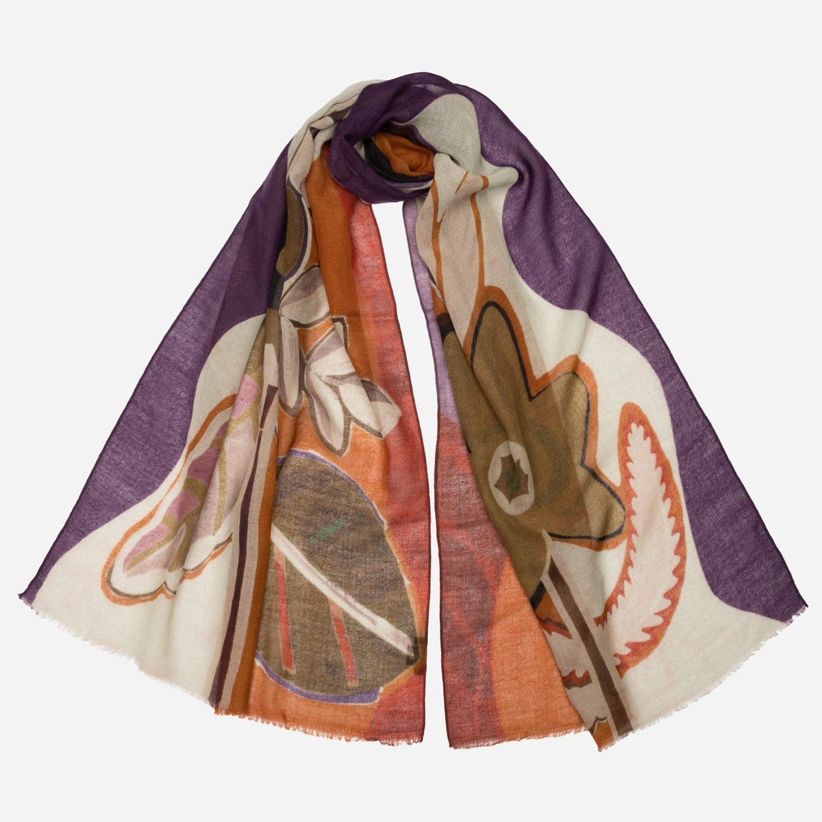 Rust and Purple Italian Wool Scarf