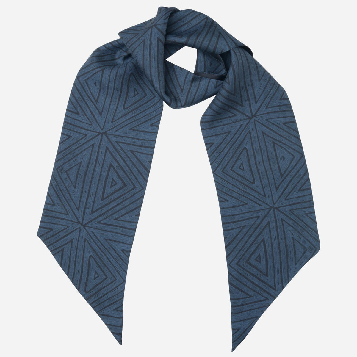 Italian Designer Navy Skinny Silk Scarf